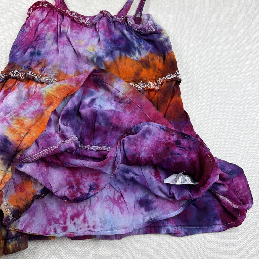 Old Navy Girls Tie Dye Tiered Dress Size L (10-12) Casual Spaghetti Straps Fun